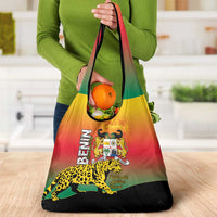 Benin National Day Grocery Bag Leopard With Coat Of Arms - Wonder Print Shop