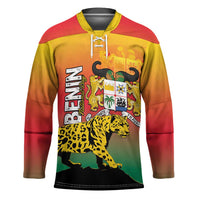 Personalized Benin National Day Hockey Jersey Leopard With Coat Of Arms - Wonder Print Shop