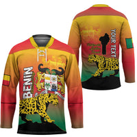 Personalized Benin National Day Hockey Jersey Leopard With Coat Of Arms - Wonder Print Shop