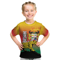 Personalized Benin National Day Kid T Shirt Leopard With Coat Of Arms - Wonder Print Shop