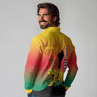 Personalized Benin National Day Long Sleeve Polo Shirt Leopard With Coat Of Arms - Wonder Print Shop