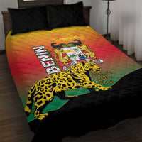 Benin National Day Quilt Bed Set Leopard With Coat Of Arms - Wonder Print Shop