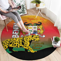 Benin National Day Round Carpet Leopard With Coat Of Arms - Wonder Print Shop
