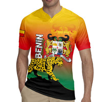 Personalized Benin National Day Rugby Jersey Leopard With Coat Of Arms - Wonder Print Shop