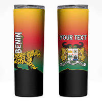 Personalized Benin National Day Skinny Tumbler Leopard With Coat Of Arms - Wonder Print Shop