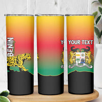 Personalized Benin National Day Skinny Tumbler Leopard With Coat Of Arms - Wonder Print Shop