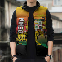 Personalized Benin National Day Sleeveless Puffer Jacket Leopard With Coat Of Arms - Wonder Print Shop