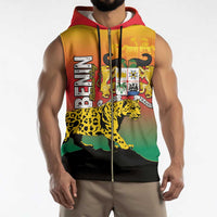 Personalized Benin National Day Sleeveless Zip Hoodie Leopard With Coat Of Arms - Wonder Print Shop