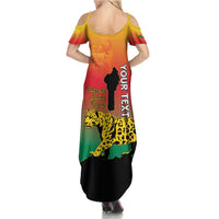 Personalized Benin National Day Summer Maxi Dress Leopard With Coat Of Arms - Wonder Print Shop