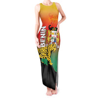 Personalized Benin National Day Tank Maxi Dress Leopard With Coat Of Arms - Wonder Print Shop