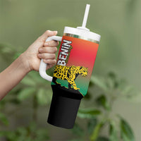 Personalized Benin National Day Tumbler With Handle Leopard With Coat Of Arms - Wonder Print Shop