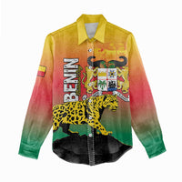 Personalized Benin National Day Women Casual Shirt Leopard With Coat Of Arms - Wonder Print Shop