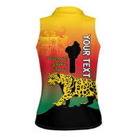 Personalized Benin National Day Women Sleeveless Polo Shirt Leopard With Coat Of Arms - Wonder Print Shop