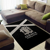 Jamaica Area Rug Coat Of Arms With Rastafarian Lion Silver Color - Wonder Print Shop