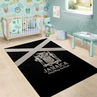 Jamaica Area Rug Coat Of Arms With Rastafarian Lion Silver Color - Wonder Print Shop