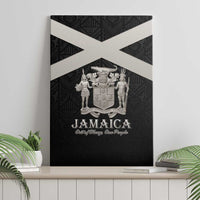 Jamaica Canvas Wall Art Coat Of Arms With Rastafarian Lion Silver Color - Wonder Print Shop