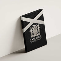 Jamaica Canvas Wall Art Coat Of Arms With Rastafarian Lion Silver Color - Wonder Print Shop