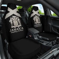 Jamaica Car Seat Cover Coat Of Arms With Rastafarian Lion Silver Color - Wonder Print Shop
