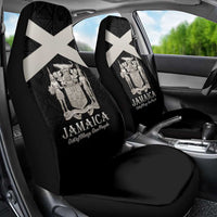 Jamaica Car Seat Cover Coat Of Arms With Rastafarian Lion Silver Color - Wonder Print Shop