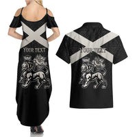 Personalized Jamaica Couples Matching Summer Maxi Dress and Hawaiian Shirt Coat Of Arms With Rastafarian Lion Silver Color - Wonder Print Shop