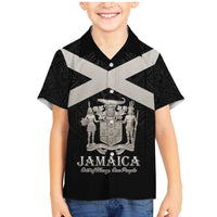Personalized Jamaica Family Matching Mermaid Dress and Hawaiian Shirt Coat Of Arms With Rastafarian Lion Silver Color - Wonder Print Shop