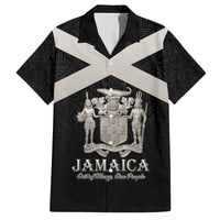 Personalized Jamaica Family Matching Off The Shoulder Long Sleeve Dress and Hawaiian Shirt Coat Of Arms With Rastafarian Lion Silver Color - Wonder Print Shop