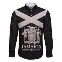 Personalized Jamaica Family Matching Off The Shoulder Long Sleeve Dress and Hawaiian Shirt Coat Of Arms With Rastafarian Lion Silver Color - Wonder Print Shop