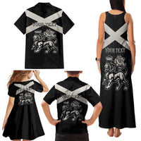 Personalized Jamaica Family Matching Tank Maxi Dress and Hawaiian Shirt Coat Of Arms With Rastafarian Lion Silver Color - Wonder Print Shop