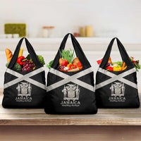 Jamaica Grocery Bag Coat Of Arms With Rastafarian Lion Silver Color - Wonder Print Shop