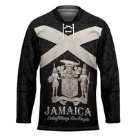 Personalized Jamaica Hockey Jersey Coat Of Arms With Rastafarian Lion Silver Color - Wonder Print Shop