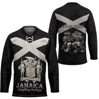 Personalized Jamaica Hockey Jersey Coat Of Arms With Rastafarian Lion Silver Color - Wonder Print Shop