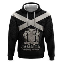 Personalized Jamaica Hoodie Coat Of Arms With Rastafarian Lion Silver Color - Wonder Print Shop