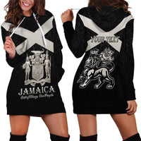 Personalized Jamaica Hoodie Dress Coat Of Arms With Rastafarian Lion Silver Color - Wonder Print Shop