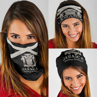 Jamaica Neck Gaiter Coat Of Arms With Rastafarian Lion Silver Color - Wonder Print Shop