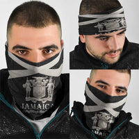 Jamaica Neck Gaiter Coat Of Arms With Rastafarian Lion Silver Color - Wonder Print Shop