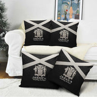 Jamaica Pillow Cover Coat Of Arms With Rastafarian Lion Silver Color - Wonder Print Shop