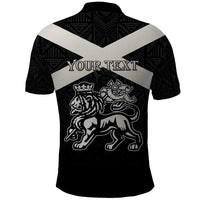 Personalized Jamaica Polo Shirt Coat Of Arms With Rastafarian Lion Silver Color - Wonder Print Shop