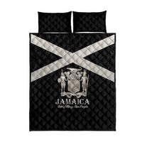 Jamaica Quilt Bed Set Coat Of Arms With Rastafarian Lion Silver Color - Wonder Print Shop
