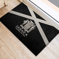 Jamaica Rubber Doormat Coat Of Arms With Rastafarian Lion Silver Color - Wonder Print Shop