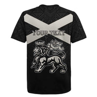 Personalized Jamaica Rugby Jersey Coat Of Arms With Rastafarian Lion Silver Color - Wonder Print Shop