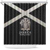 Jamaica Shower Curtain Coat Of Arms With Rastafarian Lion Silver Color - Wonder Print Shop