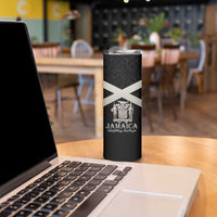 Personalized Jamaica Skinny Tumbler Coat Of Arms With Rastafarian Lion Silver Color - Wonder Print Shop