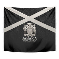 Jamaica Tapestry Coat Of Arms With Rastafarian Lion Silver Color - Wonder Print Shop