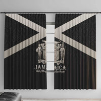 Jamaica Window Curtain Coat Of Arms With Rastafarian Lion Silver Color - Wonder Print Shop