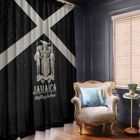 Jamaica Window Curtain Coat Of Arms With Rastafarian Lion Silver Color - Wonder Print Shop