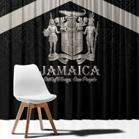 Jamaica Window Curtain Coat Of Arms With Rastafarian Lion Silver Color - Wonder Print Shop