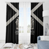 Jamaica Window Curtain Coat Of Arms With Rastafarian Lion Silver Color - Wonder Print Shop