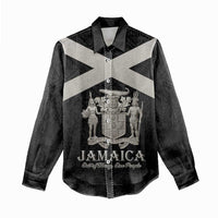 Personalized Jamaica Women Casual Shirt Coat Of Arms With Rastafarian Lion Silver Color - Wonder Print Shop