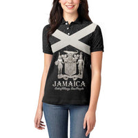 Personalized Jamaica Women Polo Shirt Coat Of Arms With Rastafarian Lion Silver Color - Wonder Print Shop