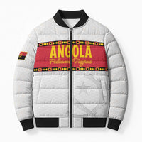 Custom Angola Football Bomber Puffer Jacket Avante Palancas Negras - White - Wonder Print Shop